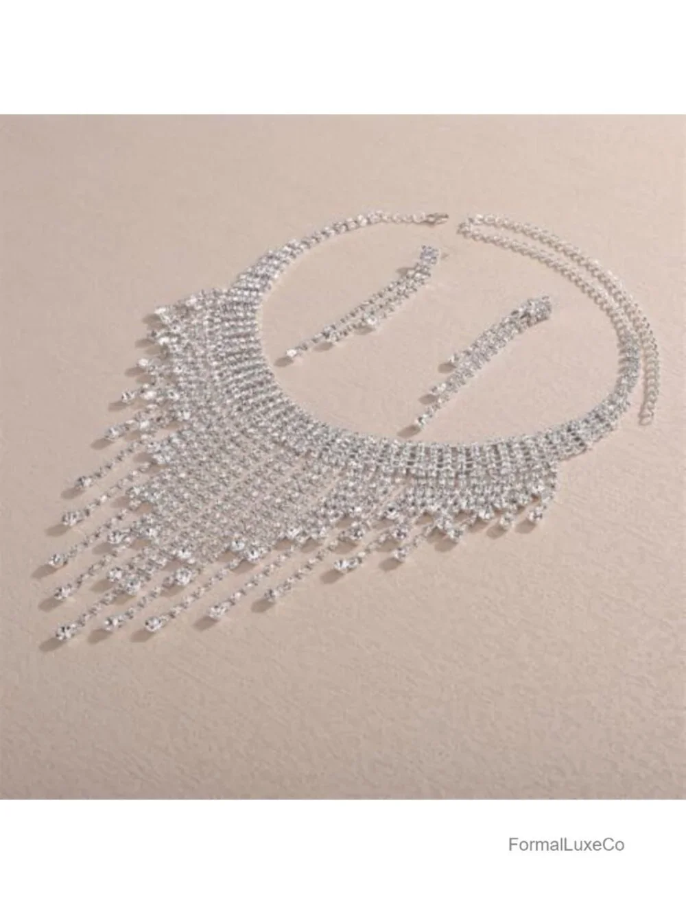 Rhinestone Fringe Chain Adjustable Luxury Tassel Crystal Clavicle Choker